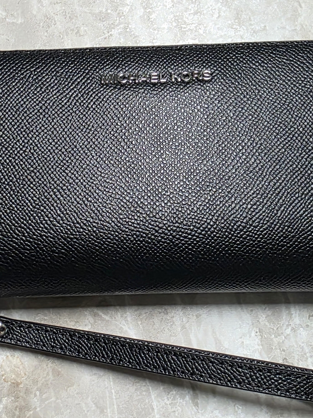 Michael Kors Black Leather Wristlet Clutch